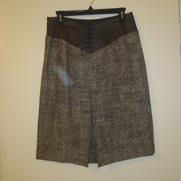 Philippe Adec Paris Wool Tweed Lace up Skirt Size 4 - Picture 6 of 16